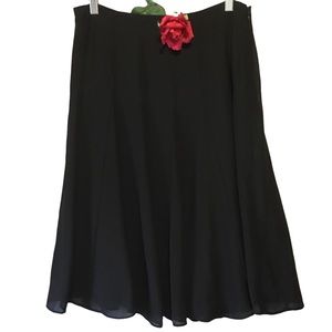 Skirt Full Circle A-line Sheer overlay Paneled Black Sz 8 Side zip EUC George